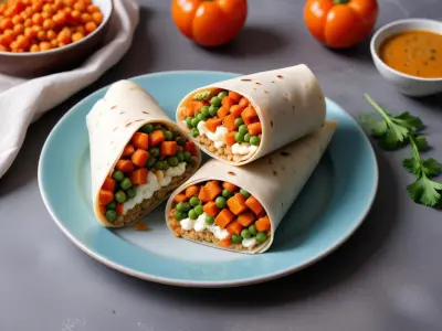 Wrap aux Pois Chiches, Carottes et Sauce Yaourt-Cumin
