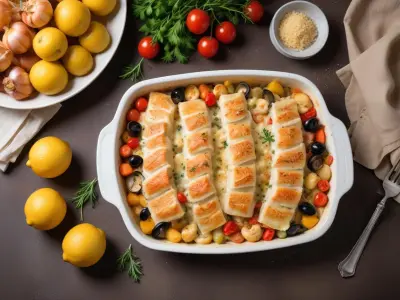Gratin de poisson aux fruits de mer et aux légumes