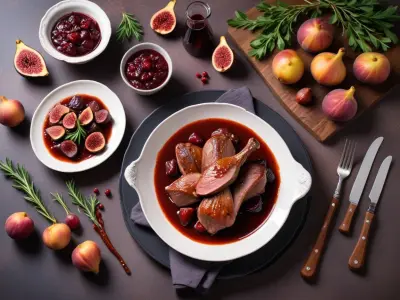 Magret de canard aux figues et sauce au vin rouge