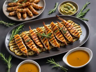 Insectes Balmain grillés avec sauce au beurre à l'ail et aux herbes