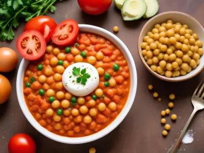 Purée de Pois Chiches aux Tomates et Œufs