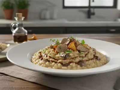 Risotto Crémeux aux Champignons des Bois et Huile de Truffe