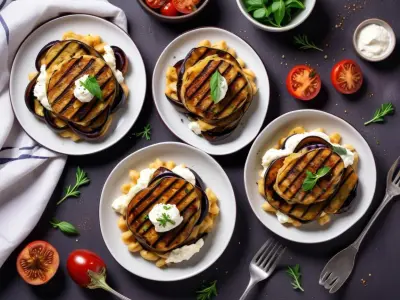 Pâtes aux aubergines grillées et ricotta fraîche