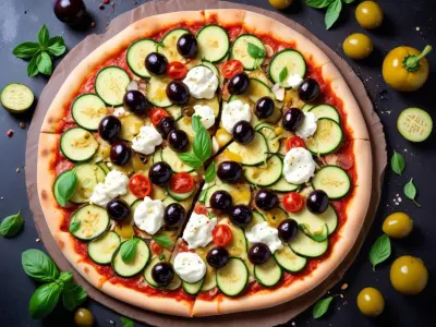 Pizza Courgette Feta Olives Noires