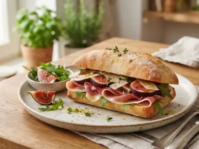 Sandwich ciabatta au jambon cru, figues et parmesan