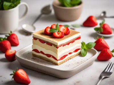 Tiramisu aux fraises et basilic