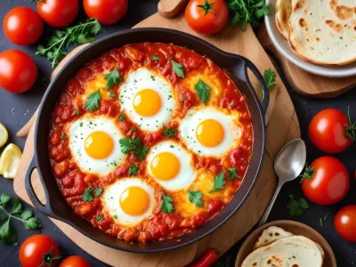 Shakshuka : Œufs pochés à la tomate et aux poivrons