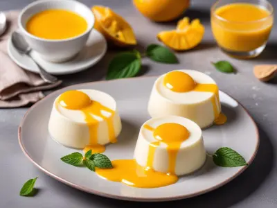 Panna cotta à la vanille et coulis de mangue