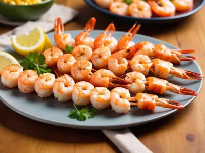 Mini-brochettes de crevettes marinées