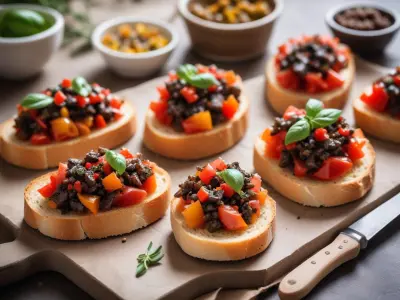 Bruschettas aux poivrons rôtis et tapenade