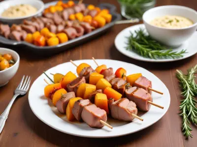 Brochettes de porc aux abricots et romarin