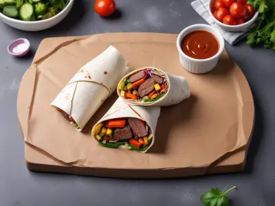 Wrap de Bœuf Grillé aux Légumes Frais et Sauce Crémeuse