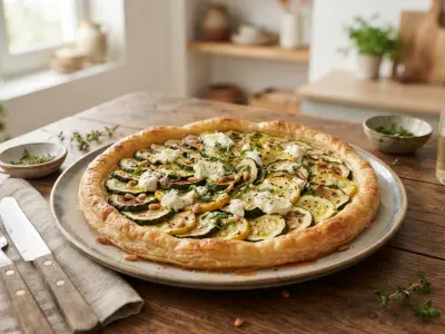 Tarte fine aux courgettes et chèvre frais