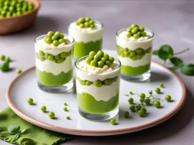 Verrine de purée de petits pois et ricotta