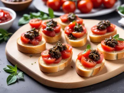 Mini Bruschettas Tapenade et Tomate Fraîche