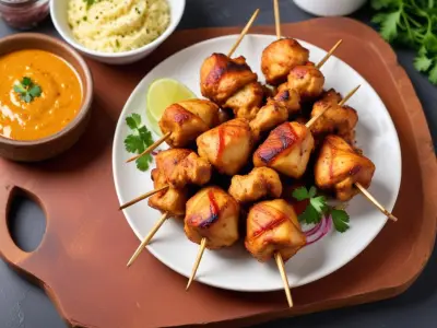 Brochettes de poulet mariné au yaourt et épices tandoori