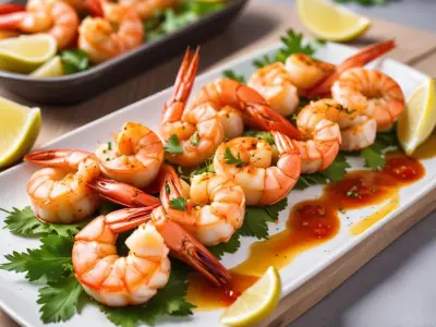 Brochettes de gambas marinées à l'ail et au piment doux