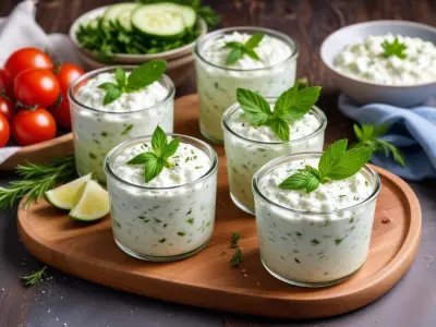 Verrines de Tzatziki et Concombres Marinés