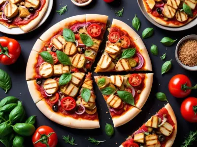 Pizza Vegan Délice aux Légumes Grillés et Tofu Mariné