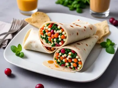 Wrap aux Pois Chiches, Betteraves et Sauce Yaourt-Menthe