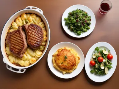 Côtes d'Agneau Grillées, Gratin Dauphinois et Salade Verte