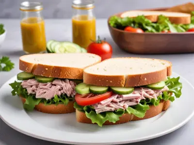 Sandwich au thon, salade et concombre (à emporter)