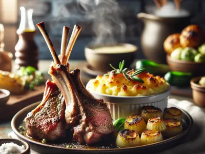 Côtes d'agneau grillées avec gratin dauphinois