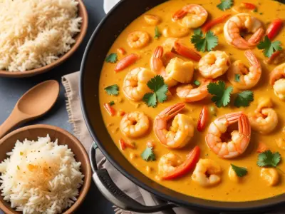 Riz crémeux au curry et crevettes (One Pot)