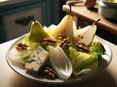 Salade d’endives, poires, noix et roquefort