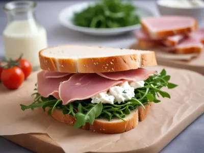 Sandwich Gourmand au Jambon Cru, Chèvre Frais et Roquette