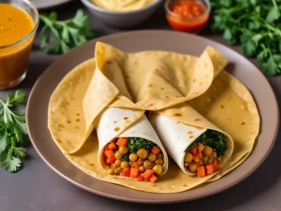 Wrap aux Lentilles Corail, Épinards et Sauce Curry