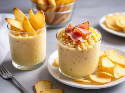 Verrine de risotto crémeux au safran et chips de jambon cru