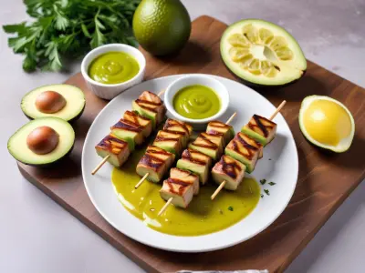 Brochettes d’avocats grillés et sauce citron vert