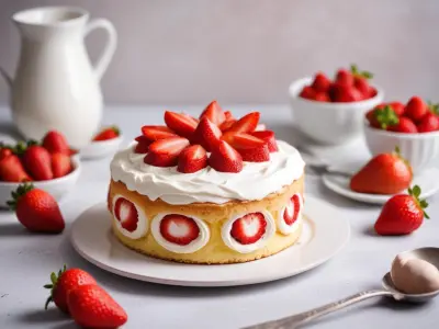 Gâteau roulé à la fraise et mousse de mascarpone