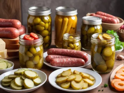 Verrines de saucisson sec, pickles et cornichons