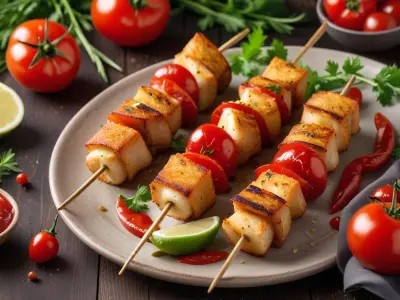 Brochettes de cabillaud aux épices cajun et tomates cerises