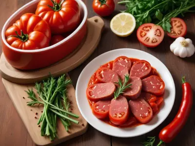 Mijoté de viande à la tomate, ail et romarin