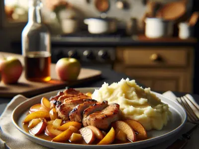 Sauté de porc aux pommes et cidre, accompagné de purée de pommes de terre