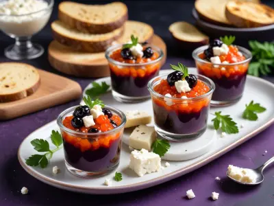 Verrines de Caviar d'Aubergines et Feta