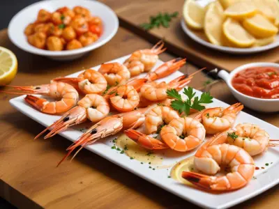 Brochettes de crevettes marinées