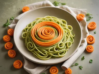 Spirale de carotte et fenouil au pesto d'ail des ours