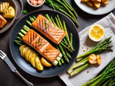 Saumon Grillé, Asperges Vertes et Pommes de Terre Nouvelles