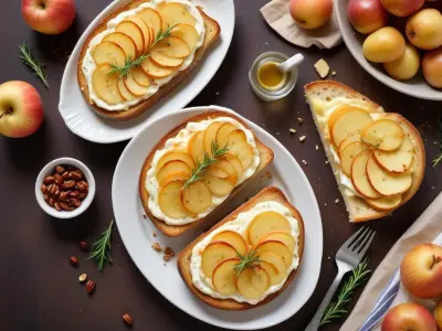 Tartines gratinées au Camembert, Pommes Caramélisées et Noisettes