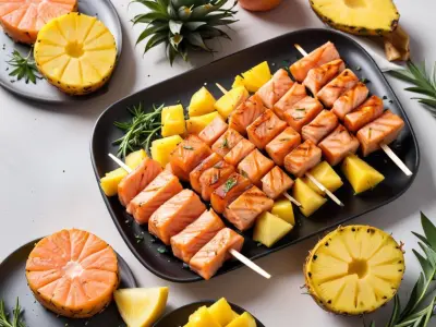 Brochettes de Saumon et Ananas Grillées