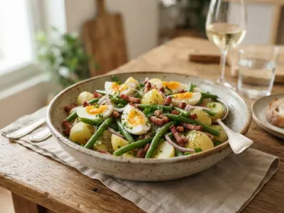 Salade paysanne de pommes de terre aux haricots verts et œufs durs