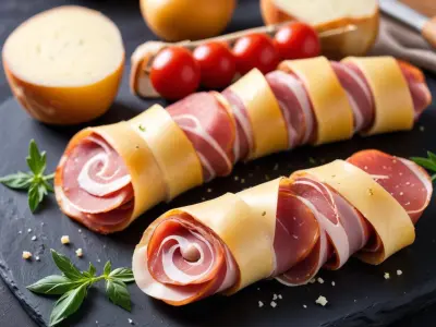 Roulés feuilletés jambon, champignons et parmesan