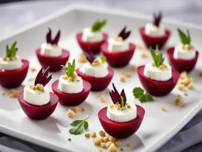 Amuse-bouche de betteraves marinées et chèvre frais