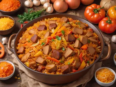 Plov traditionnel d'Asie centrale