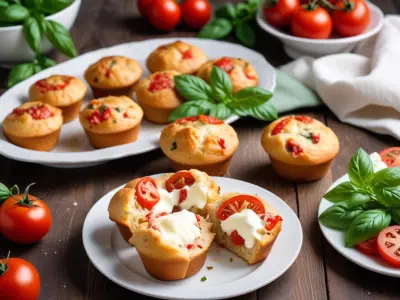 Muffins Tomate, Mozzarella et Basilic