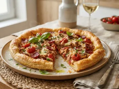Tarte feuilletée au thon, tomates et chorizo